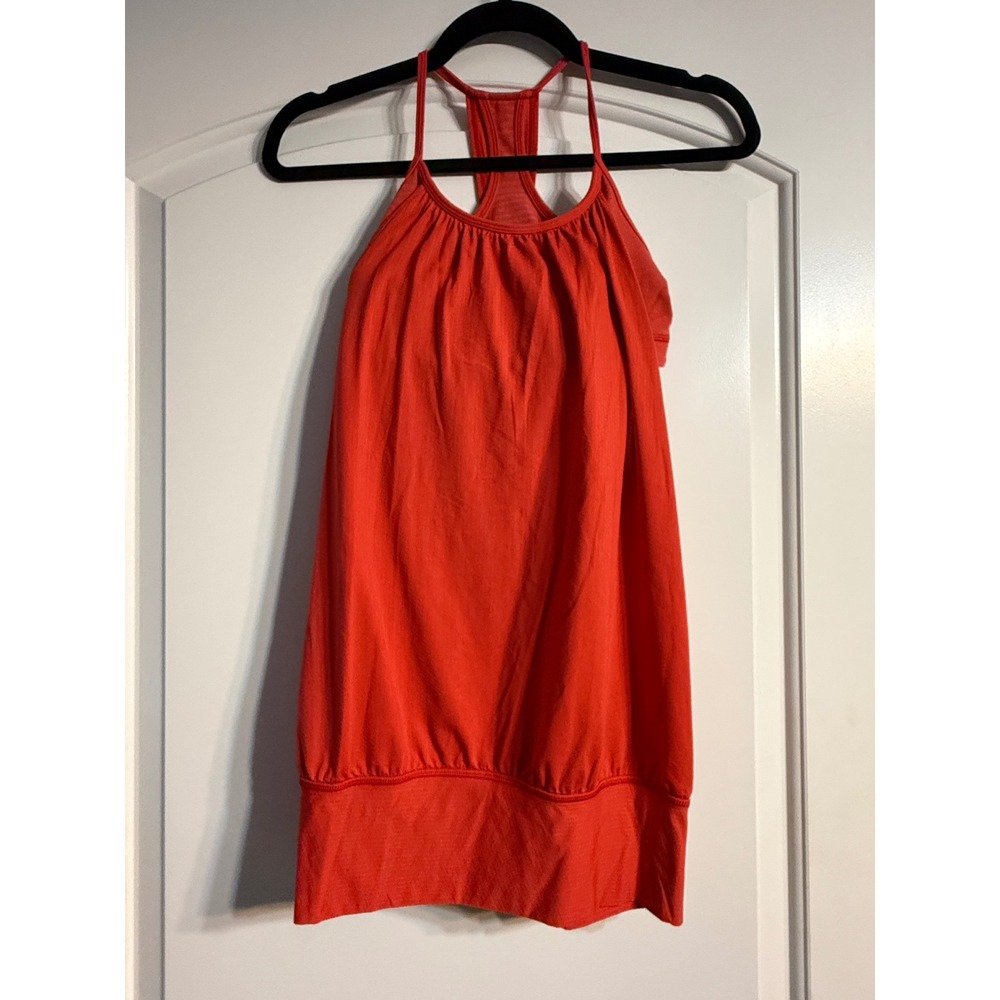 Lululemon No Limits Tank 4 Coral Orange Built-in Bra Racerback Gym Athleisure